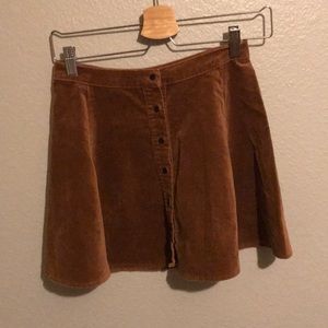 brandy melville brown button up corduroy skirt